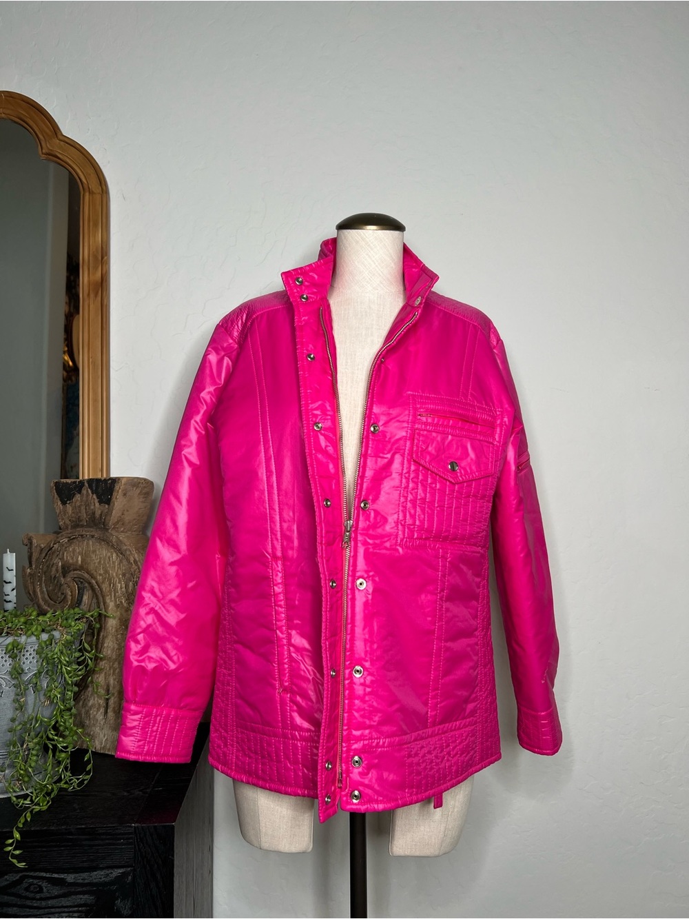 Sky Hot Pink Quilted weather proof Jacket